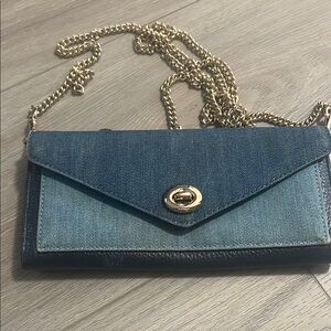 Coach Denim Mini Bag with Gold Chain